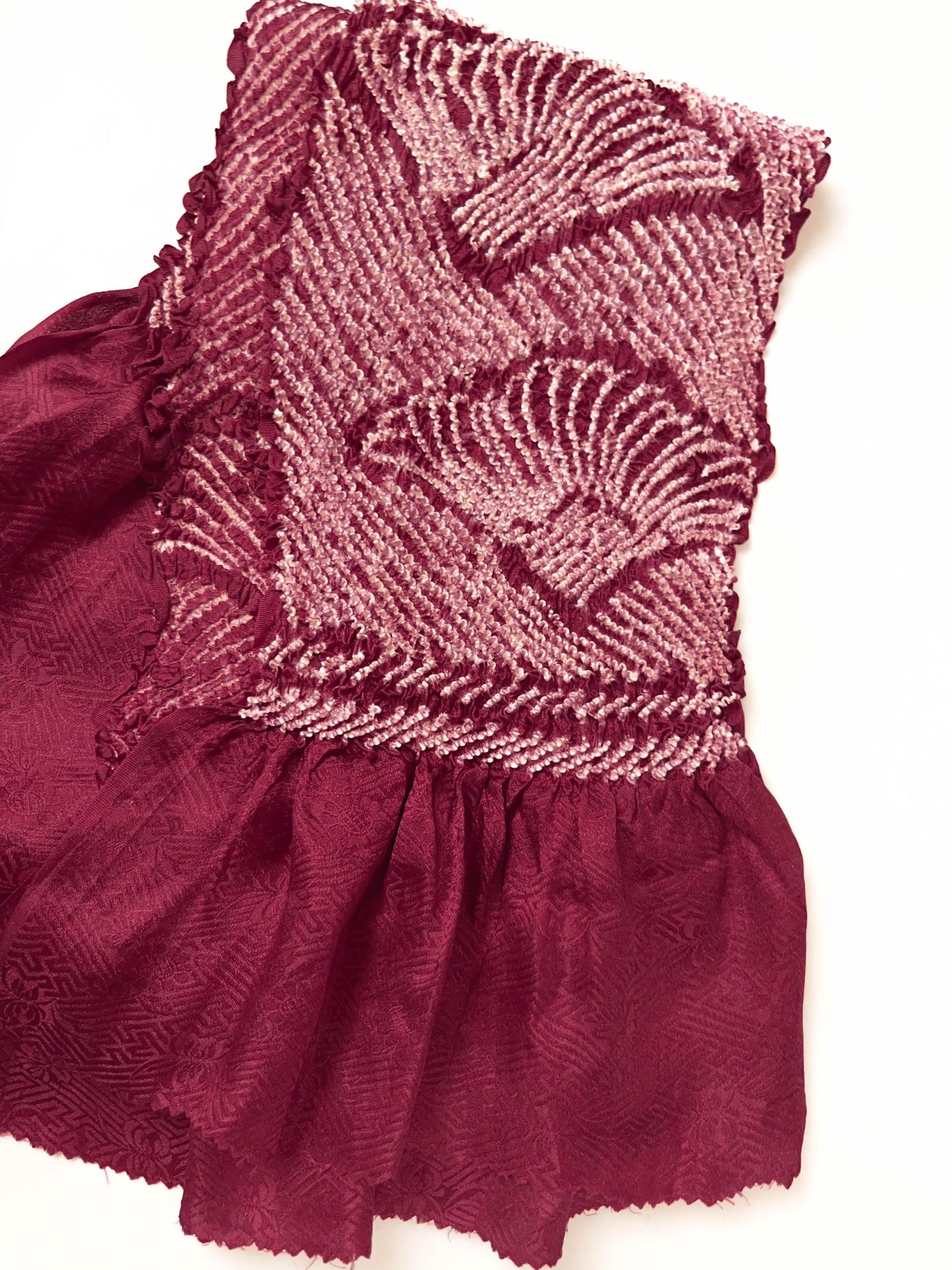 Vintage Red Silk Obiage: Kimono Sash, Good Condition (R)