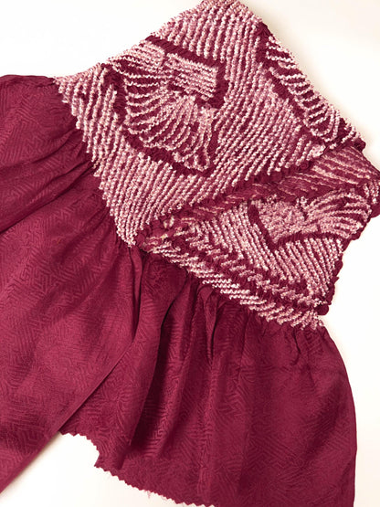 Vintage Red Silk Obiage: Kimono Sash, Good Condition (R)