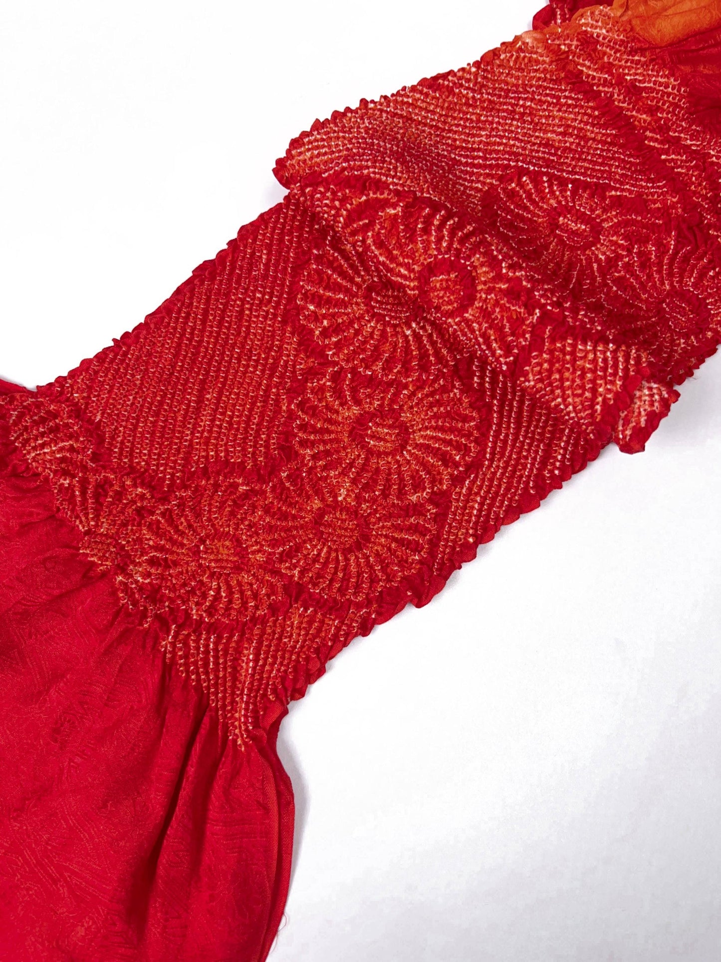 Reddish Orange Silk Obiage: Vintage Kimono Sash (RO)