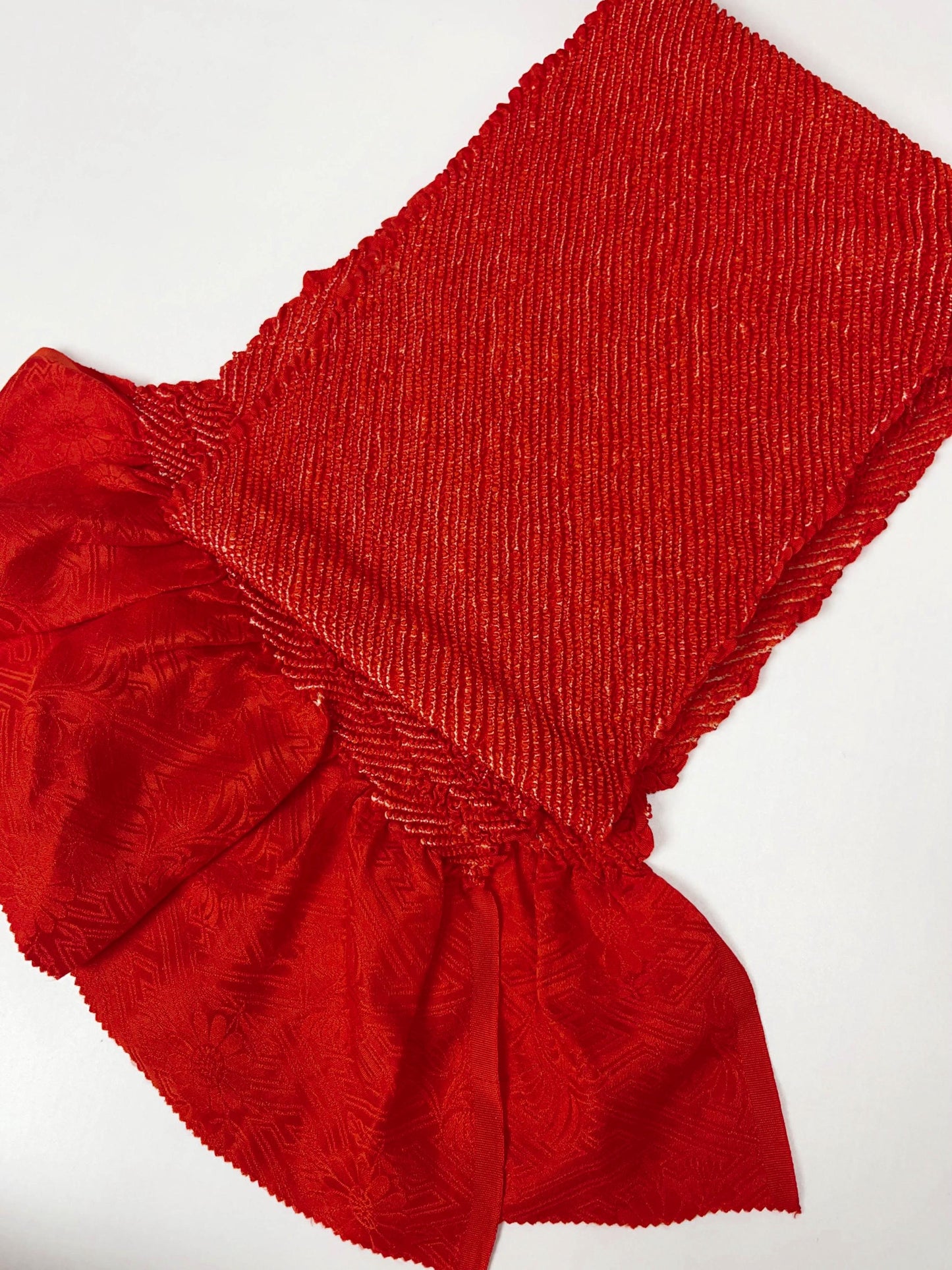 Reddish Orange Silk Obiage: Vintage Kimono Sash (RO)