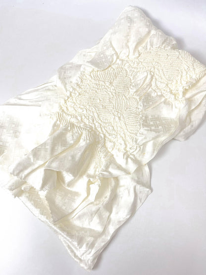 Vintage White Silk Obiage: Kimono Sash, Good Condition (W2)
