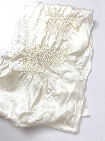 Vintage White Silk Obiage: Kimono Sash, Good Condition (W2)