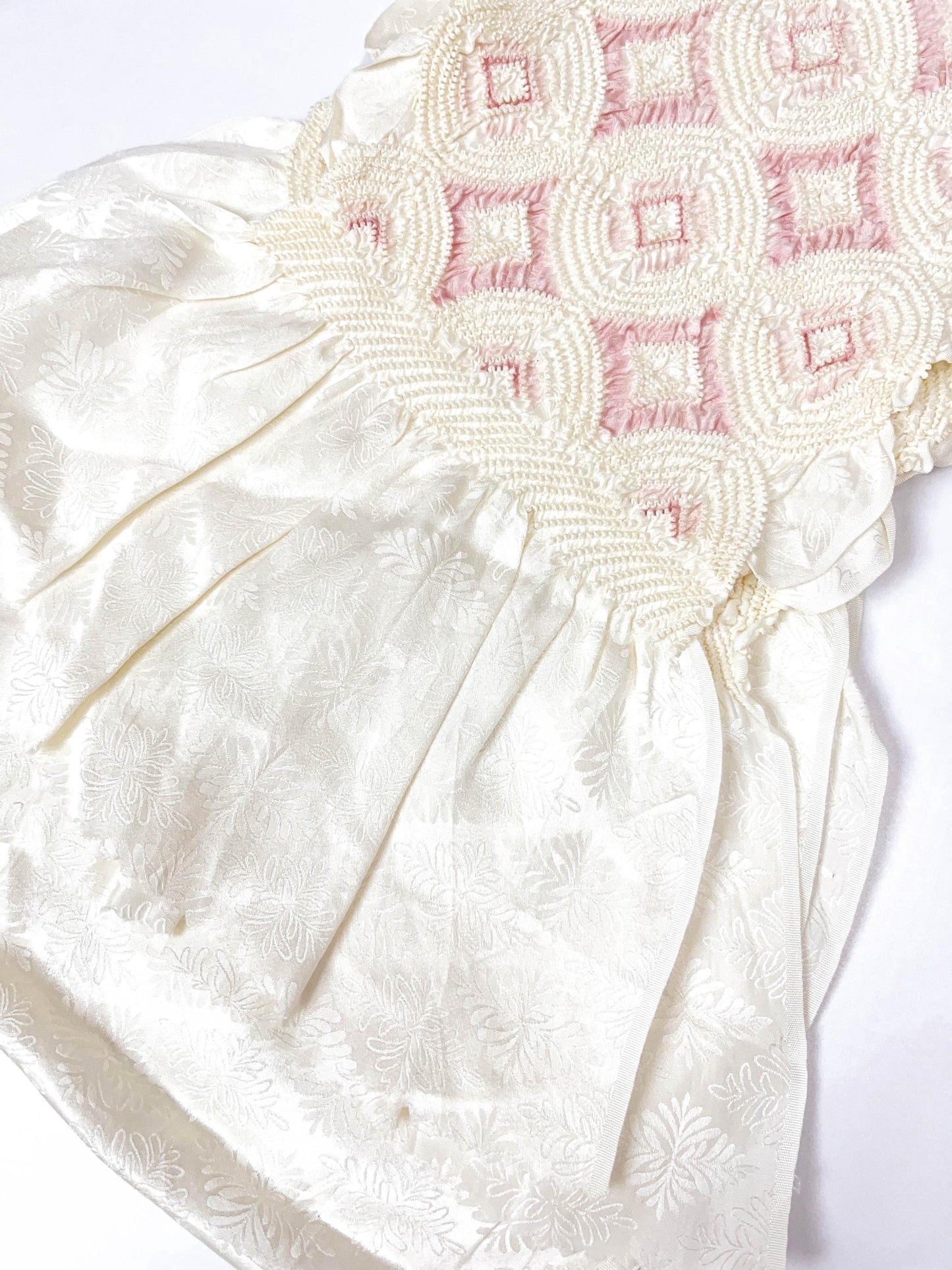 Vintage White Silk Obiage: Kimono Sash, Good Condition (W2)