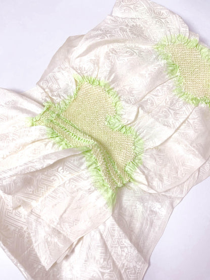 Vintage White Silk Kimono Obiage Sash - Good Condition (W3)