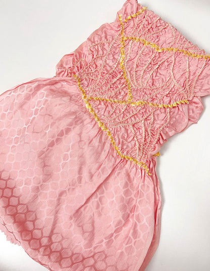 Pink Silk Kimono Obiage Sash - Vintage Style (17A)
