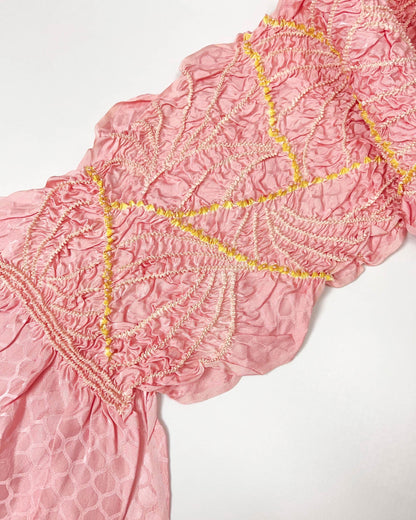 Pink Silk Kimono Obiage Sash - Vintage Style (17A)