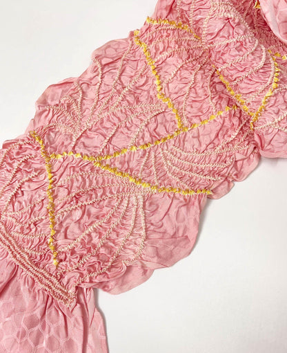 Pink Silk Kimono Obiage Sash - Vintage Style (17A)