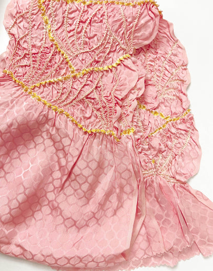 Pink Silk Kimono Obiage Sash - Vintage Style (17A)