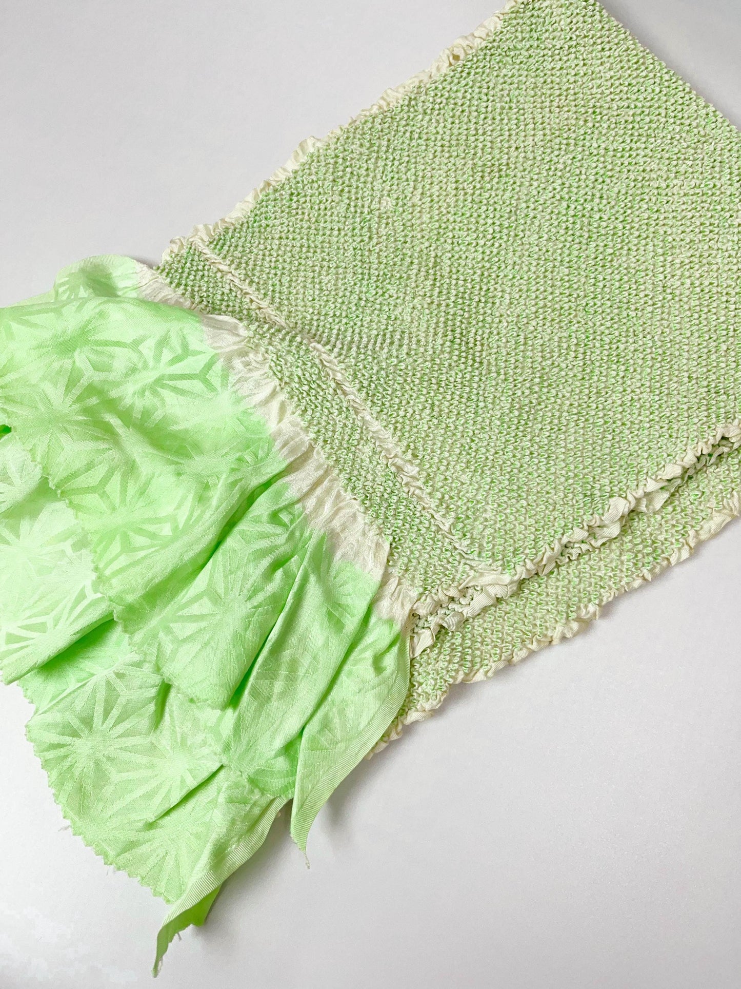 Green Silk Kimono Obiage Sash - Vintage Japanese Belt (20B)