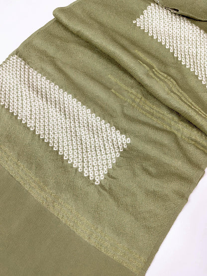 Green Silk Kimono Obiage Sash - Vintage Japanese Belt (20B)