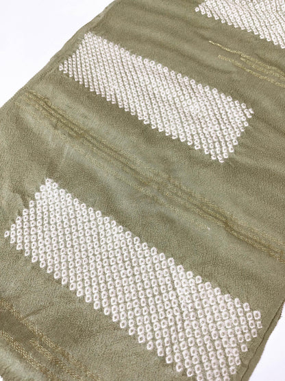 Green Silk Kimono Obiage Sash - Vintage Japanese Belt (20B)