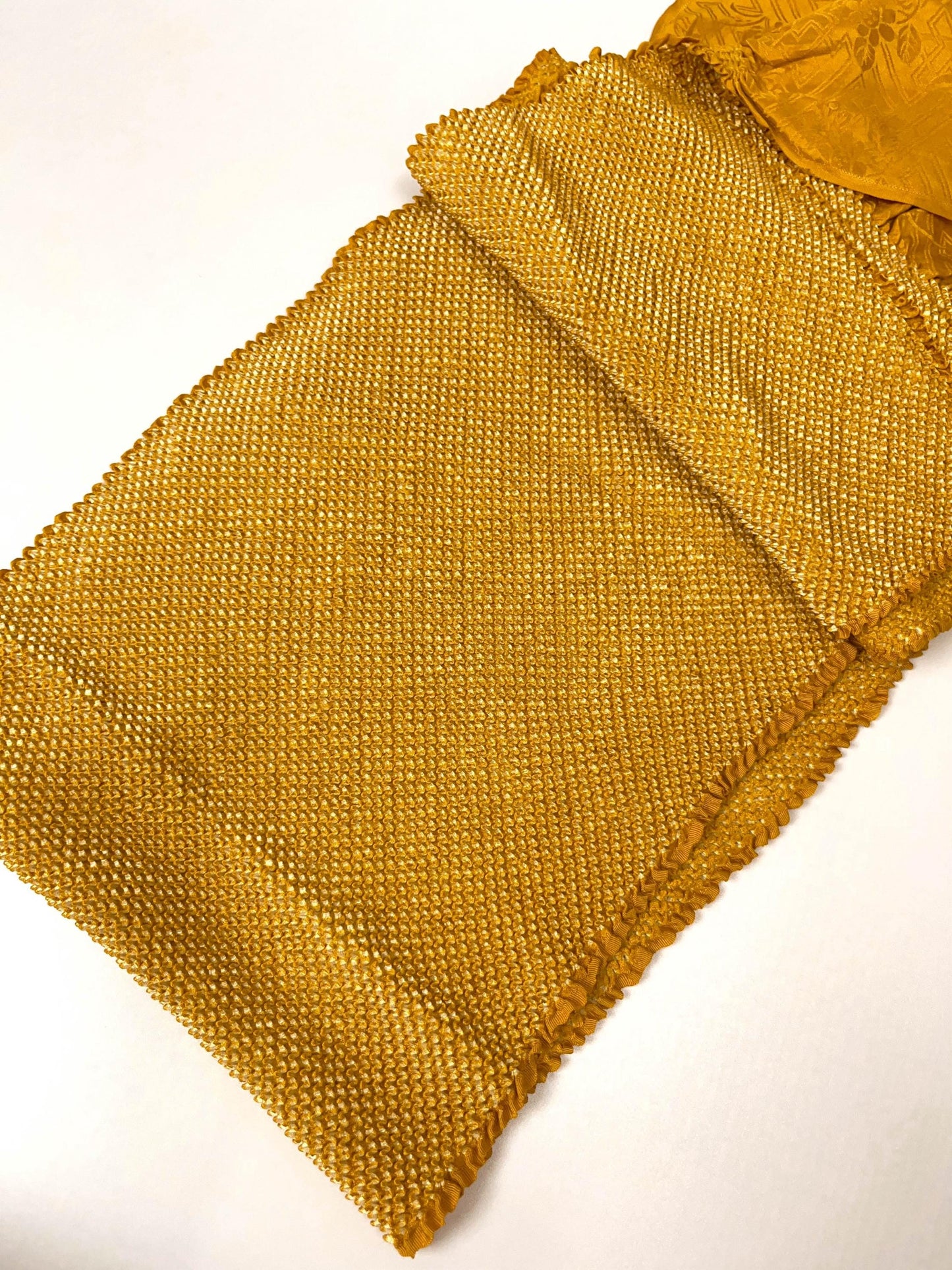 Vintage Yellow Silk Obiage: Kimono Sash, Good Condition