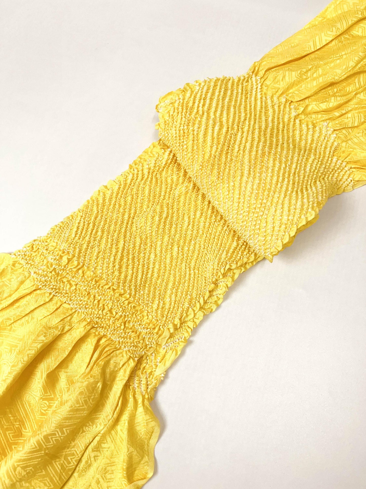 Vintage Yellow Silk Obiage: Kimono Sash, Good Condition