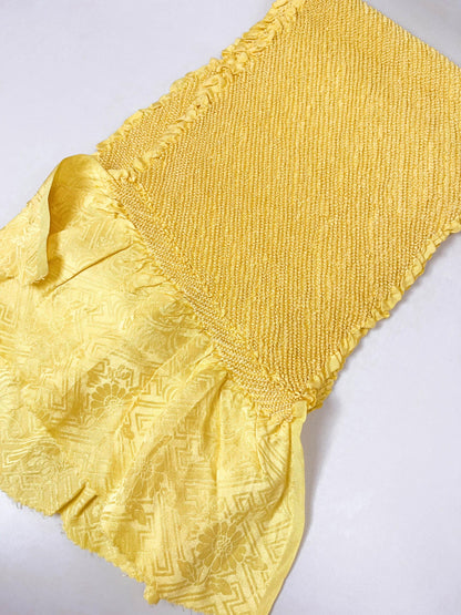 Vintage Yellow Silk Obiage: Kimono Sash, Good Condition