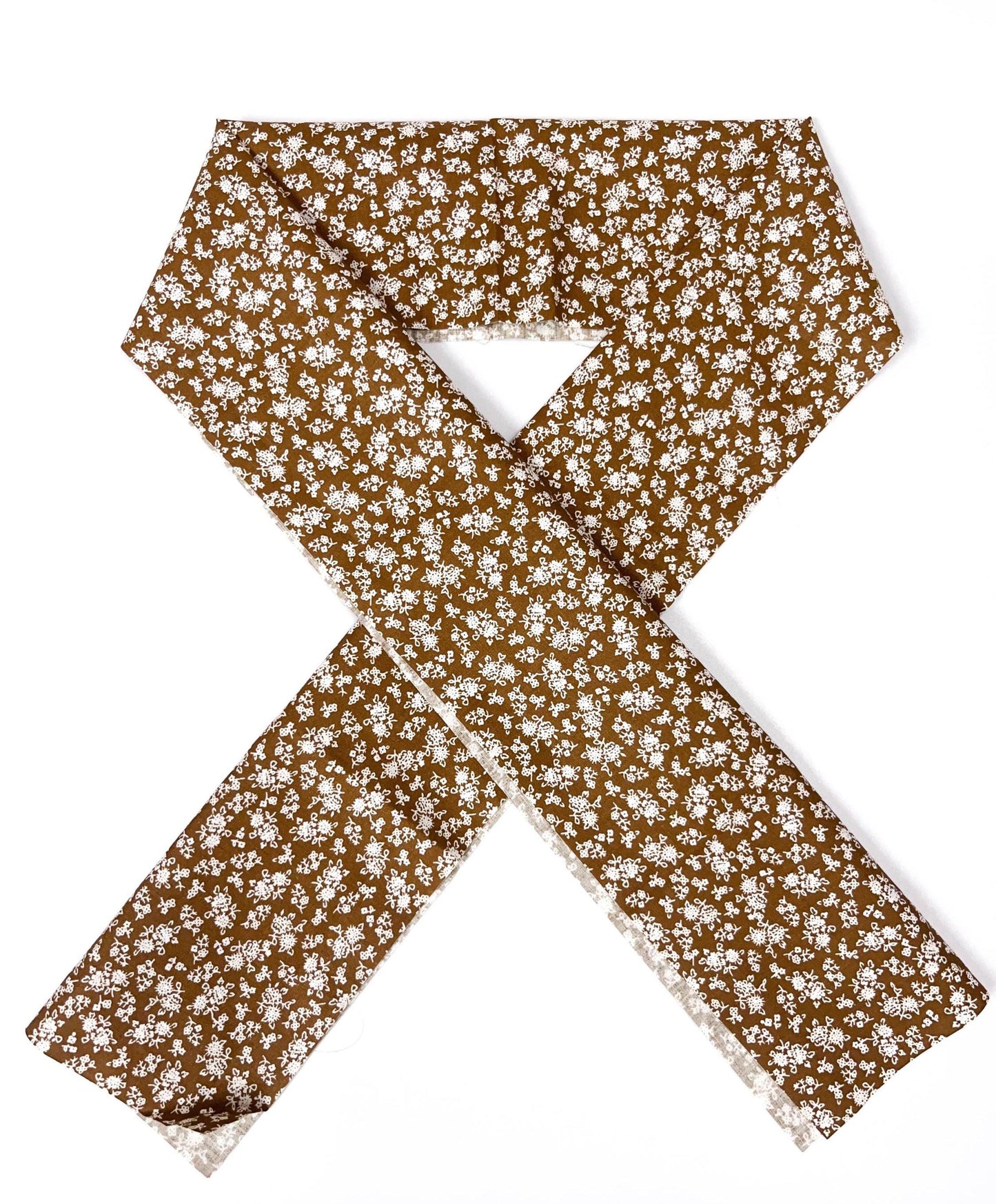 Brown Floral Cotton Han-eri: Kimono Collar Accessory