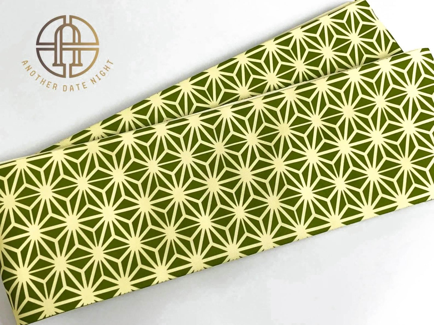 Japanese Obi Belt: Asanoha & Rabbit Pattern, Double Sided Polyester Hanhaba Obi