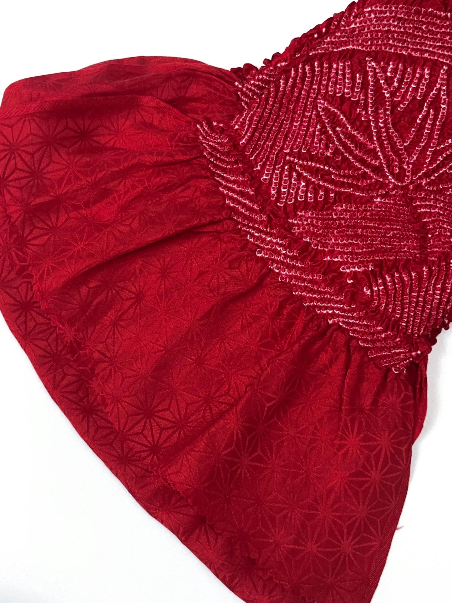 Vintage Red Silk Obiage: Kimono Sash, Good Condition (R)