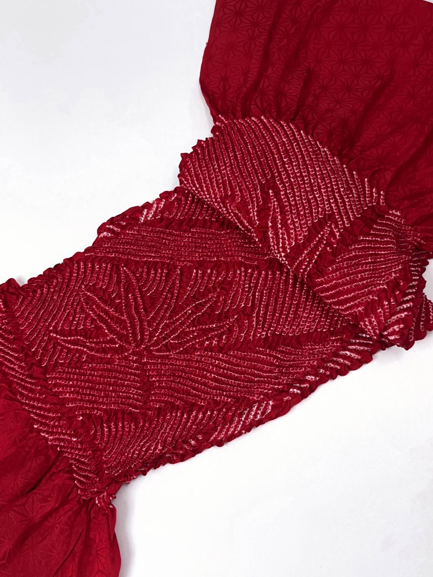 Vintage Red Silk Obiage: Kimono Sash, Good Condition (R)