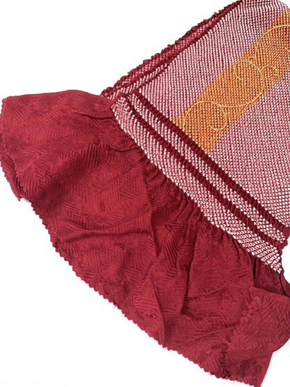 Vintage Red Silk Obiage: Kimono Sash, Good Condition (R)