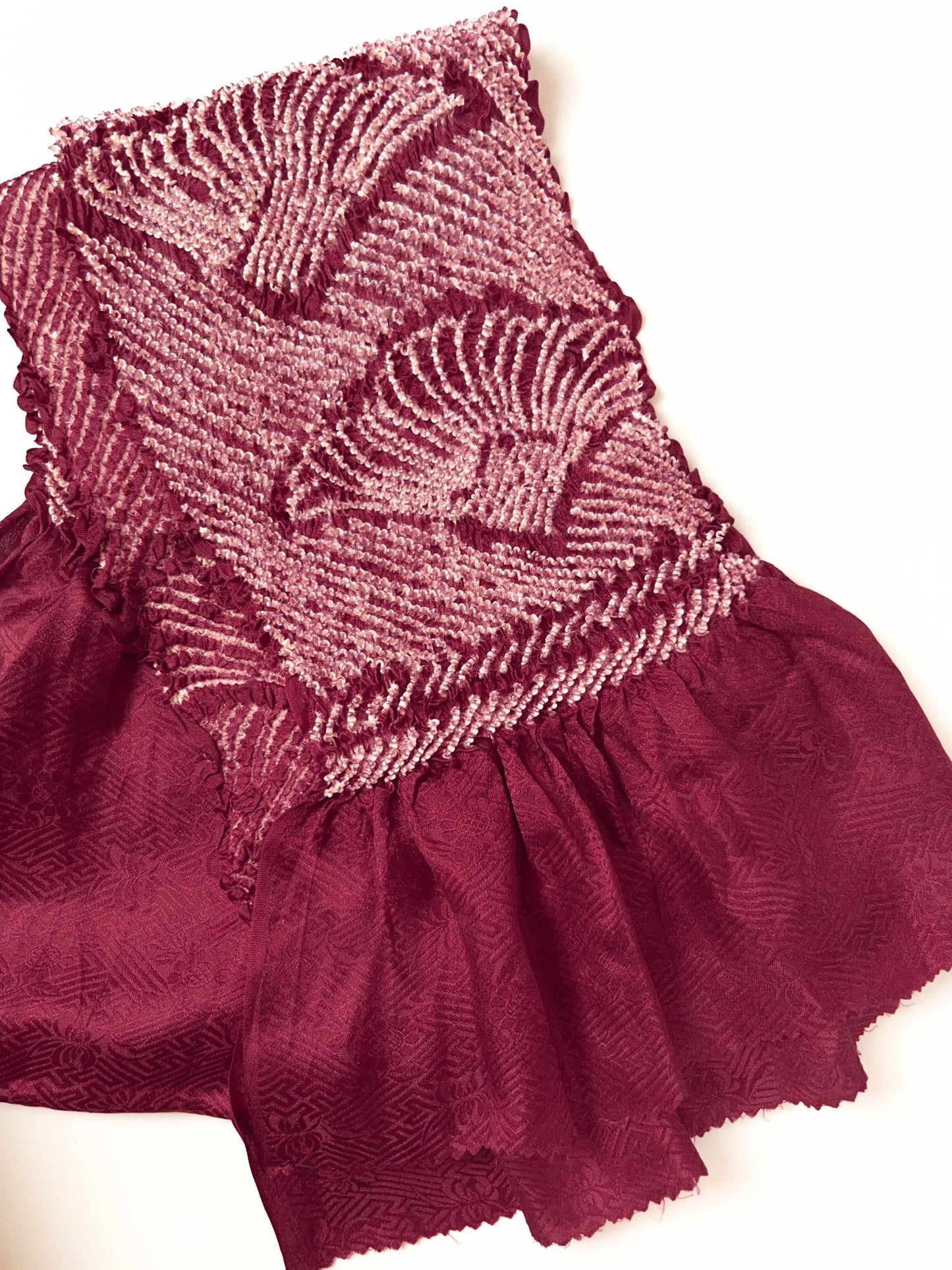 Vintage Red Silk Obiage: Kimono Sash, Good Condition (R)