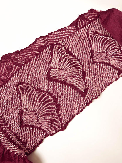 Vintage Red Silk Obiage: Kimono Sash, Good Condition (R)