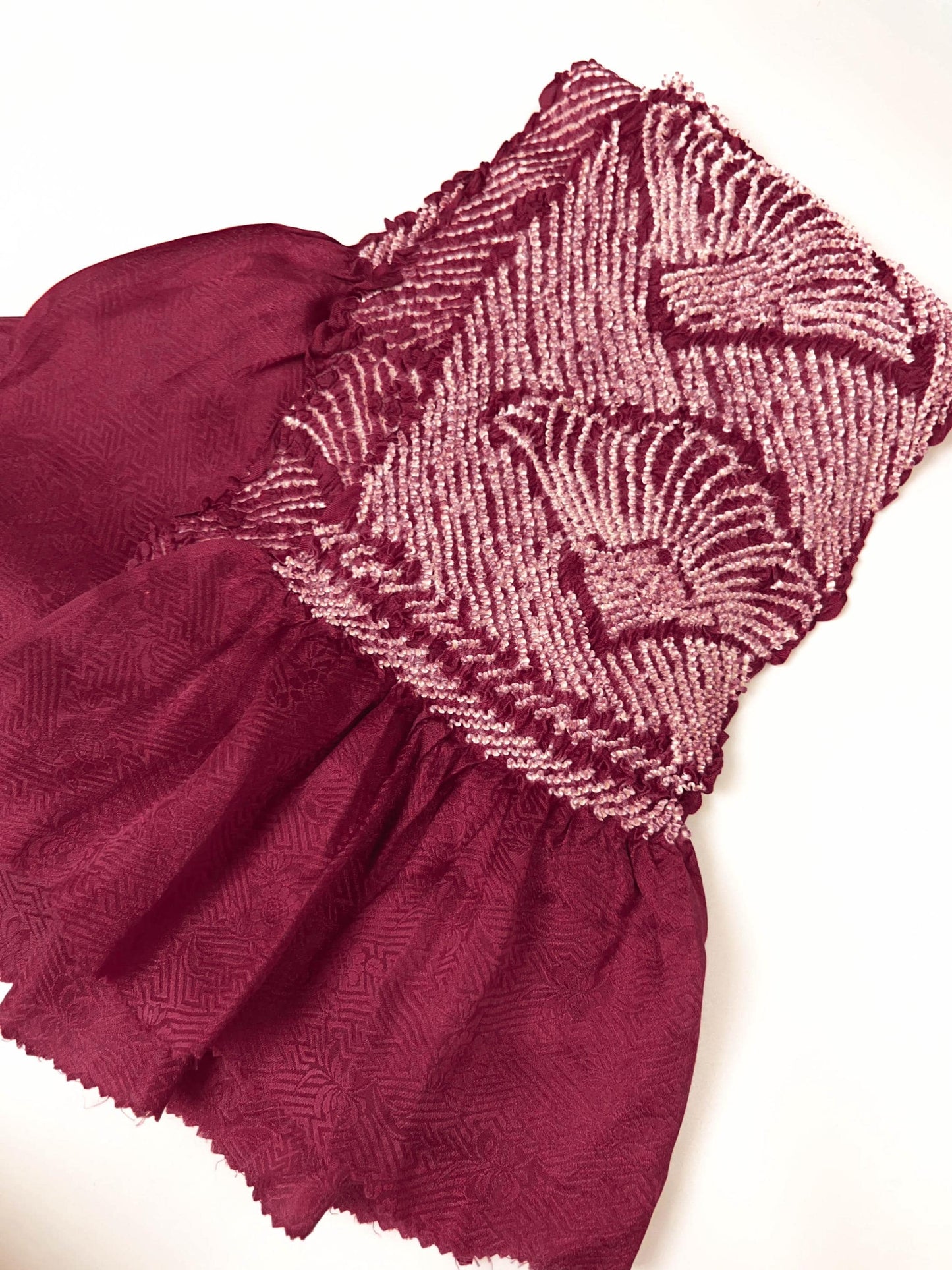 Vintage Red Silk Obiage: Kimono Sash, Good Condition (R)