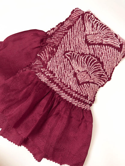 Vintage Red Silk Obiage: Kimono Sash, Good Condition (R)