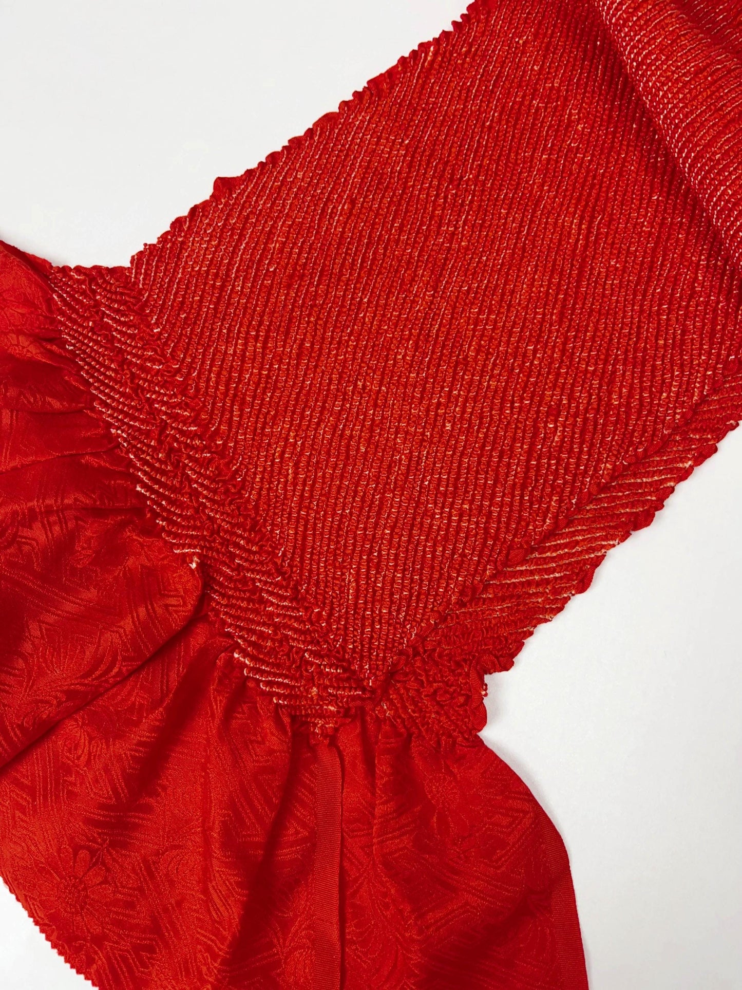Reddish Orange Silk Obiage: Vintage Kimono Sash (RO)