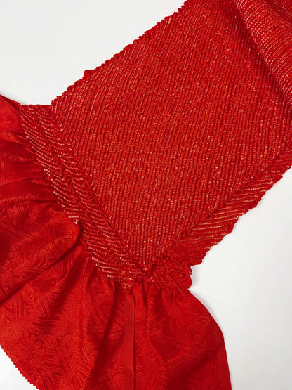 Reddish Orange Silk Obiage: Vintage Kimono Sash (RO)