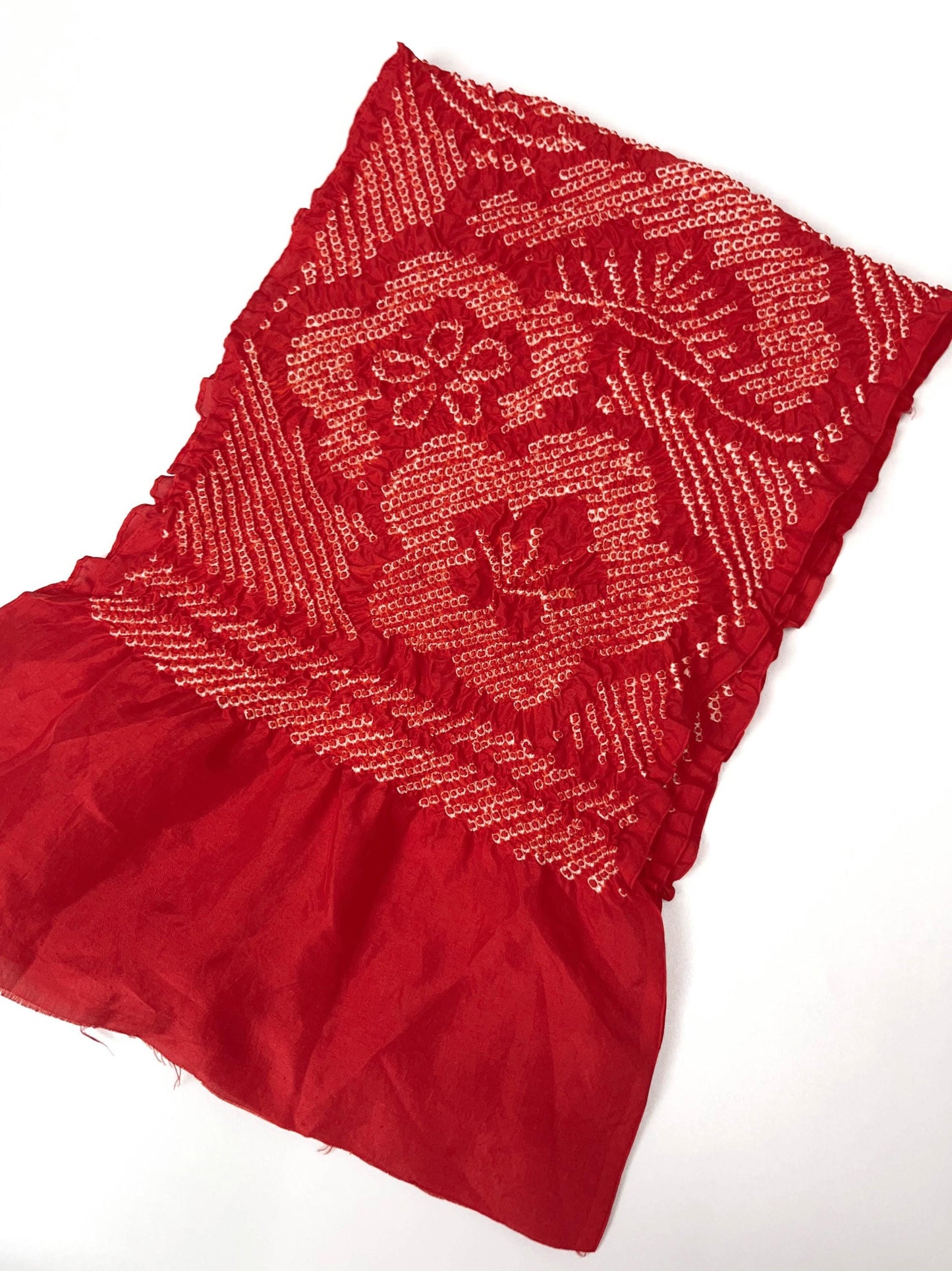 Reddish Orange Silk Obiage: Vintage Kimono Sash (RO)