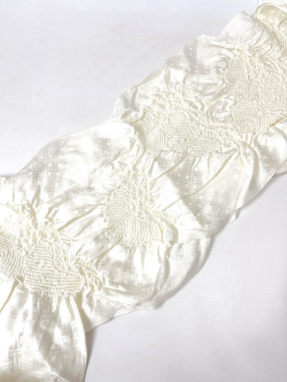 Vintage White Silk Obiage: Kimono Sash, Good Condition (W2)