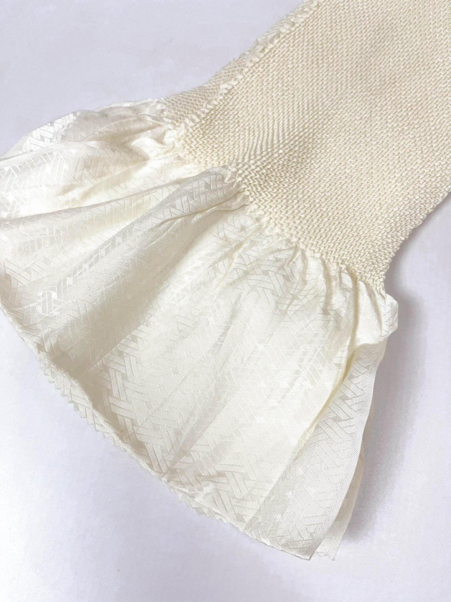 Vintage White Silk Obiage: Kimono Sash, Good Condition (W2)