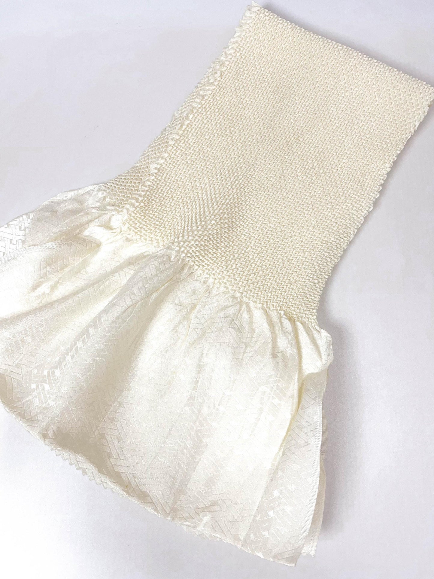Vintage White Silk Obiage: Kimono Sash, Good Condition (W2)