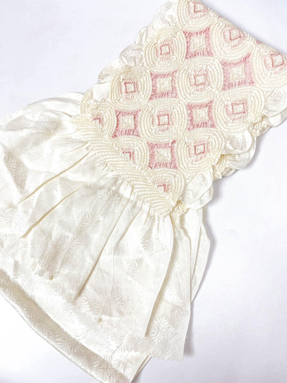 Vintage White Silk Obiage: Kimono Sash, Good Condition (W2)