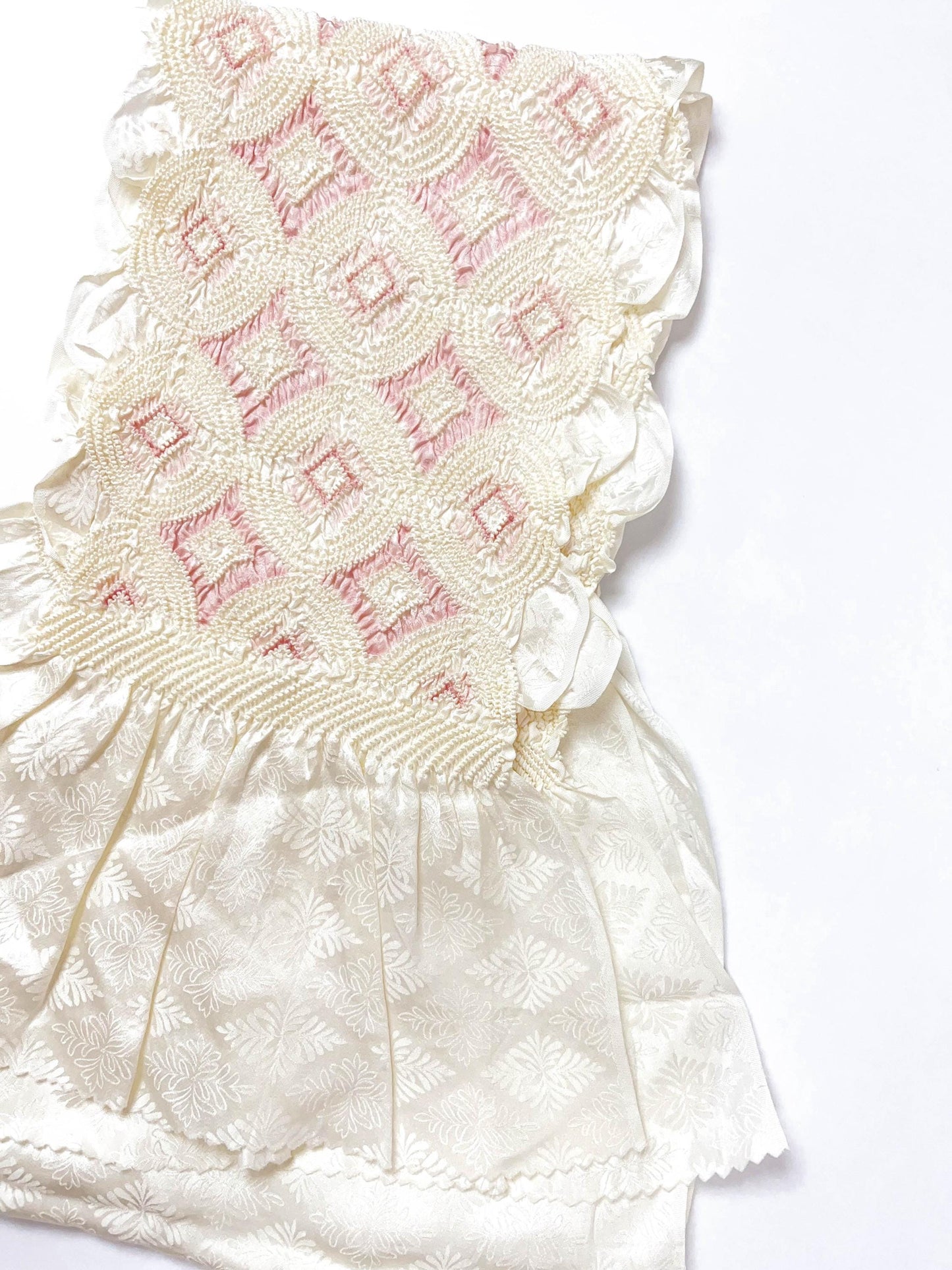 Vintage White Silk Obiage: Kimono Sash, Good Condition (W2)