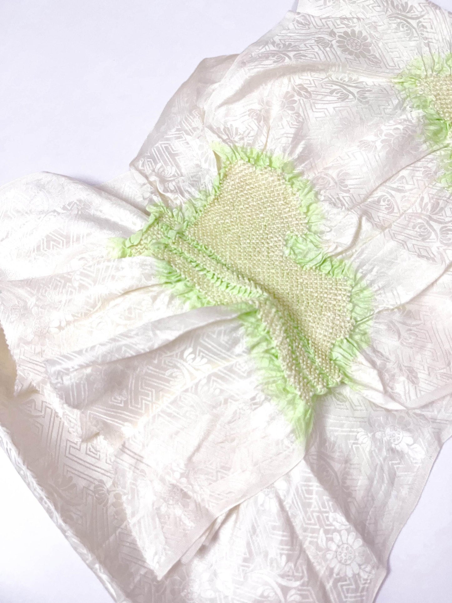 Vintage White Silk Kimono Obiage Sash - Good Condition (W3)