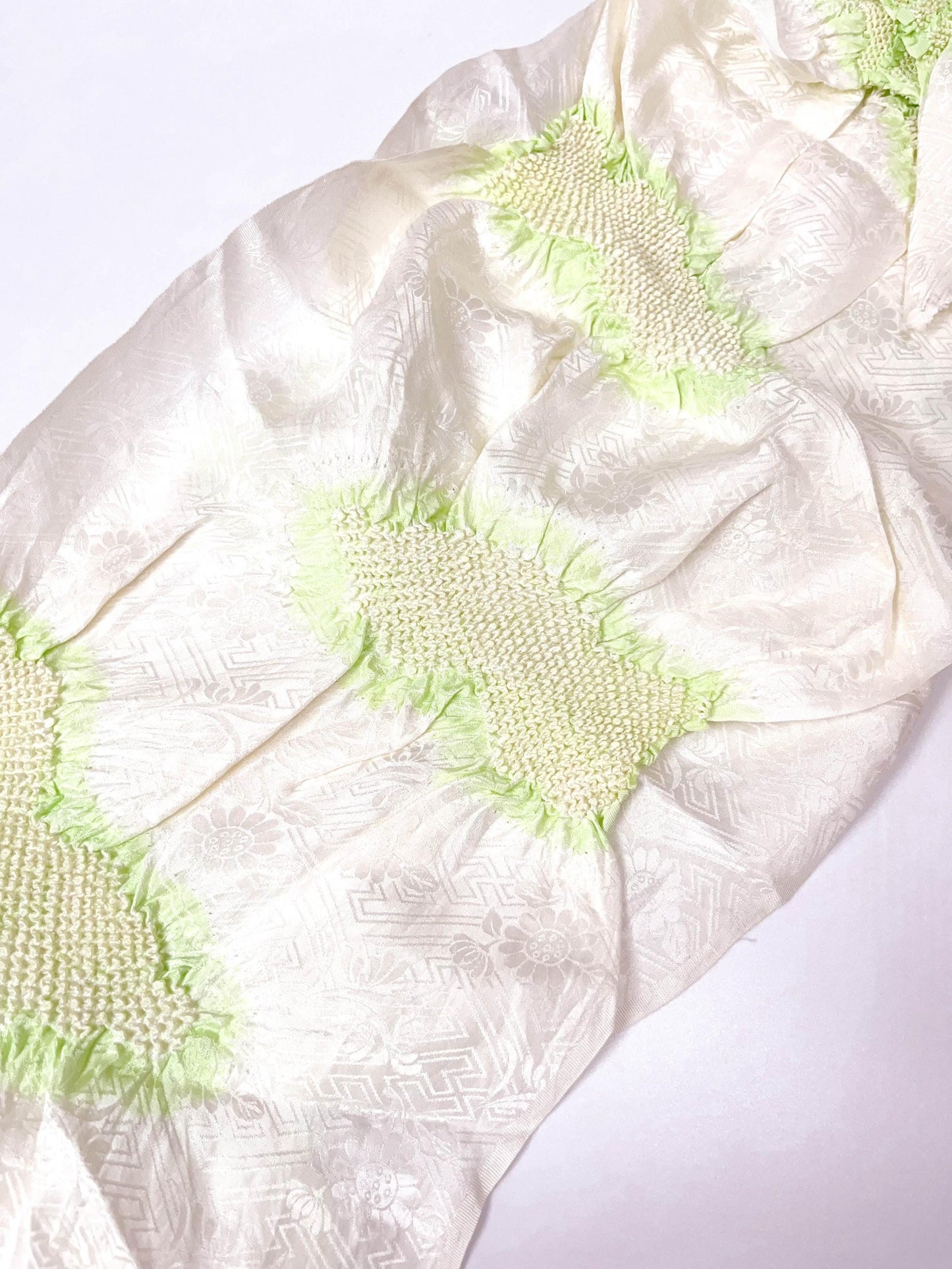 Vintage White Silk Kimono Obiage Sash - Good Condition (W3)