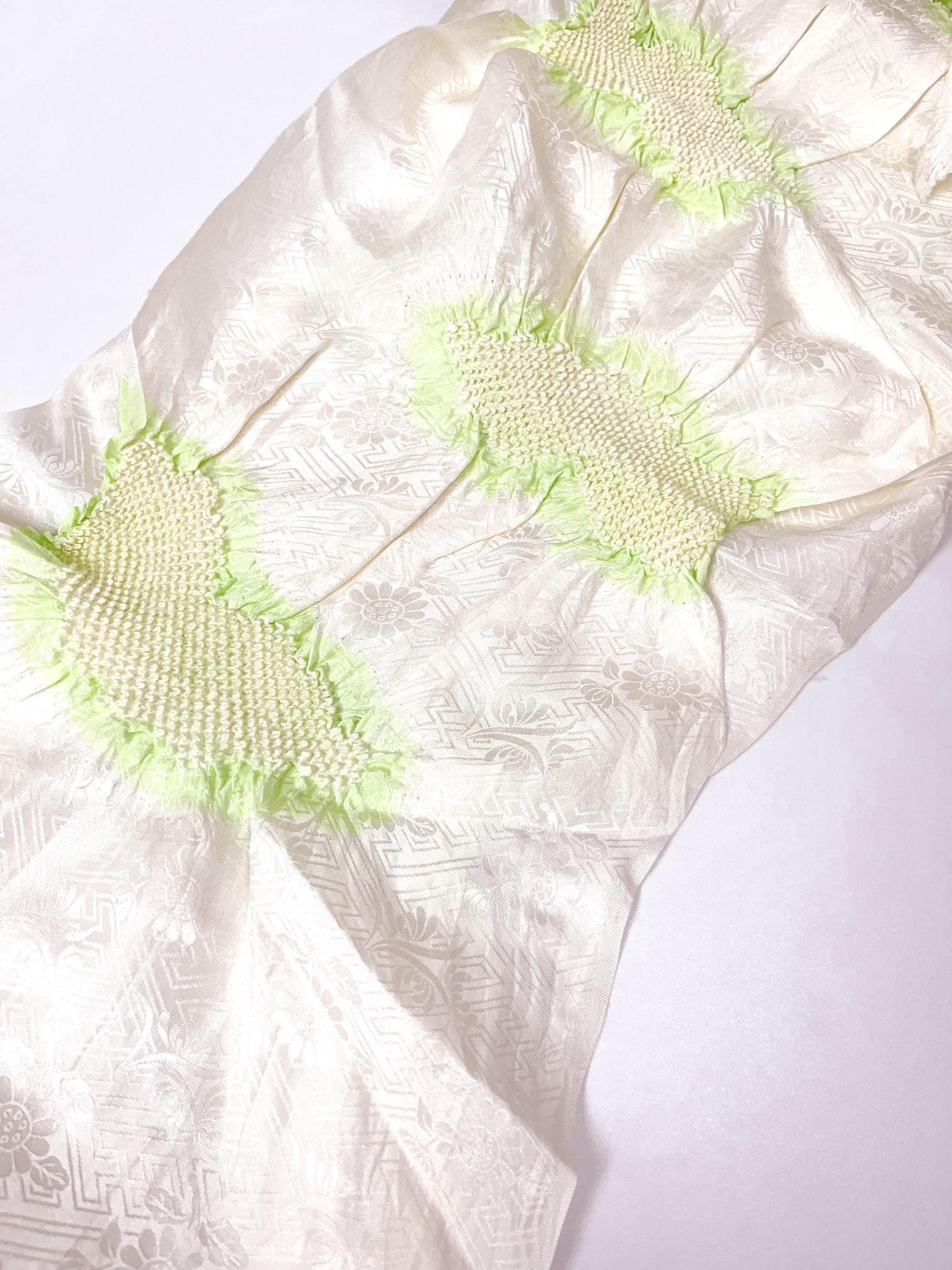 Vintage White Silk Kimono Obiage Sash - Good Condition (W3)