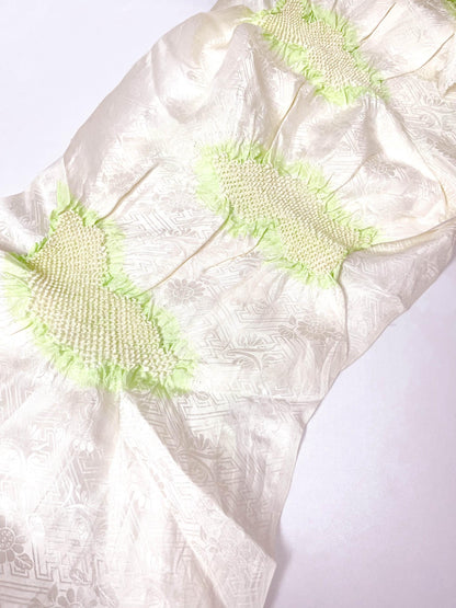 Vintage White Silk Kimono Obiage Sash - Good Condition (W3)