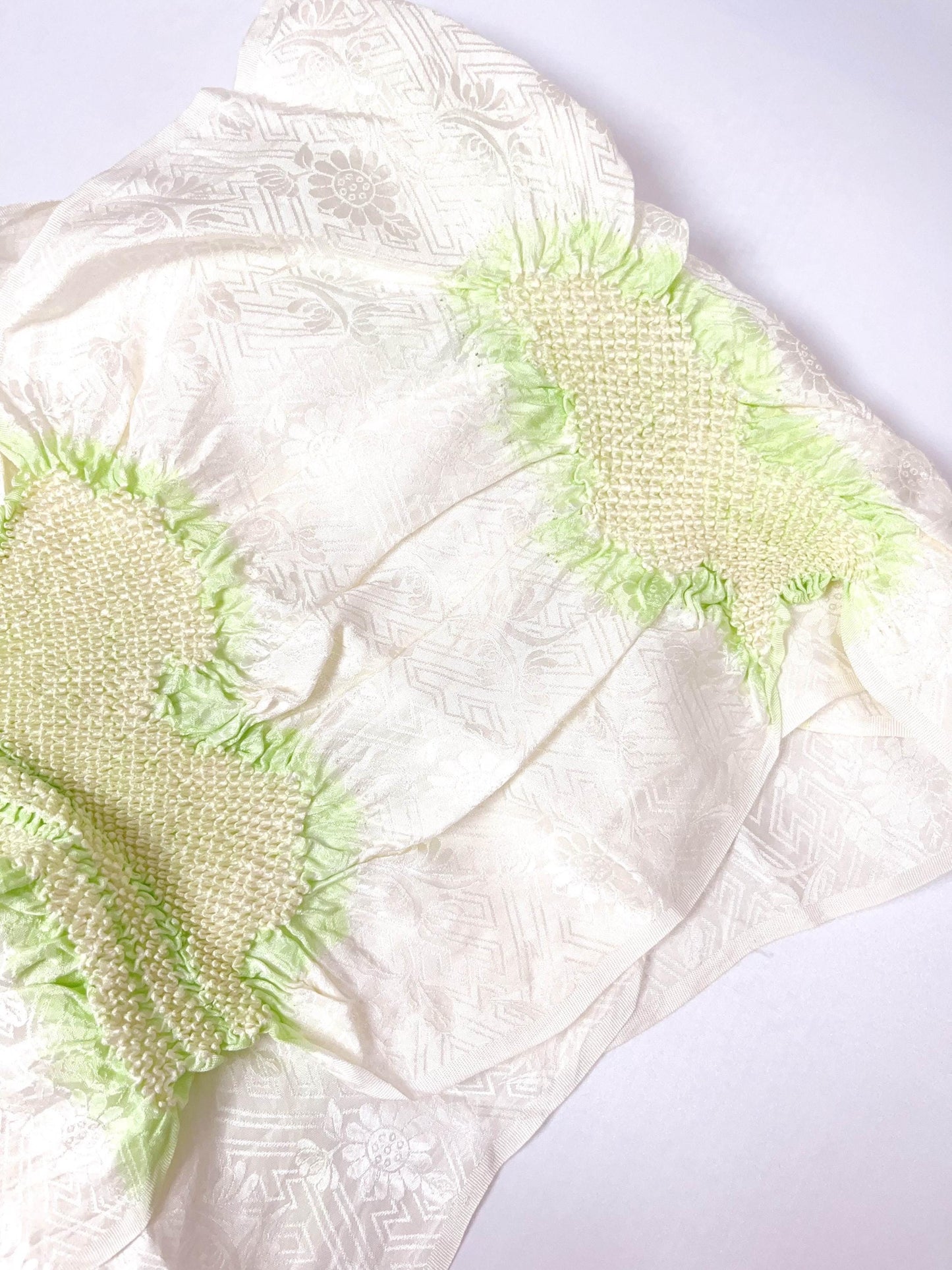 Vintage White Silk Kimono Obiage Sash - Good Condition (W3)