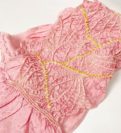 Pink Silk Kimono Obiage Sash - Vintage Style (17A)