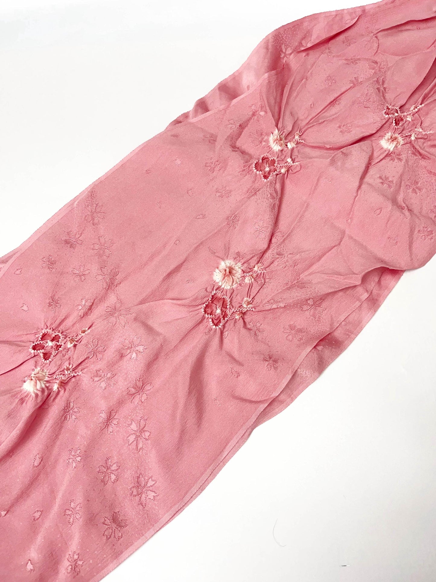 Pink Silk Kimono Obiage Sash - Vintage Floral Obiage (20A)