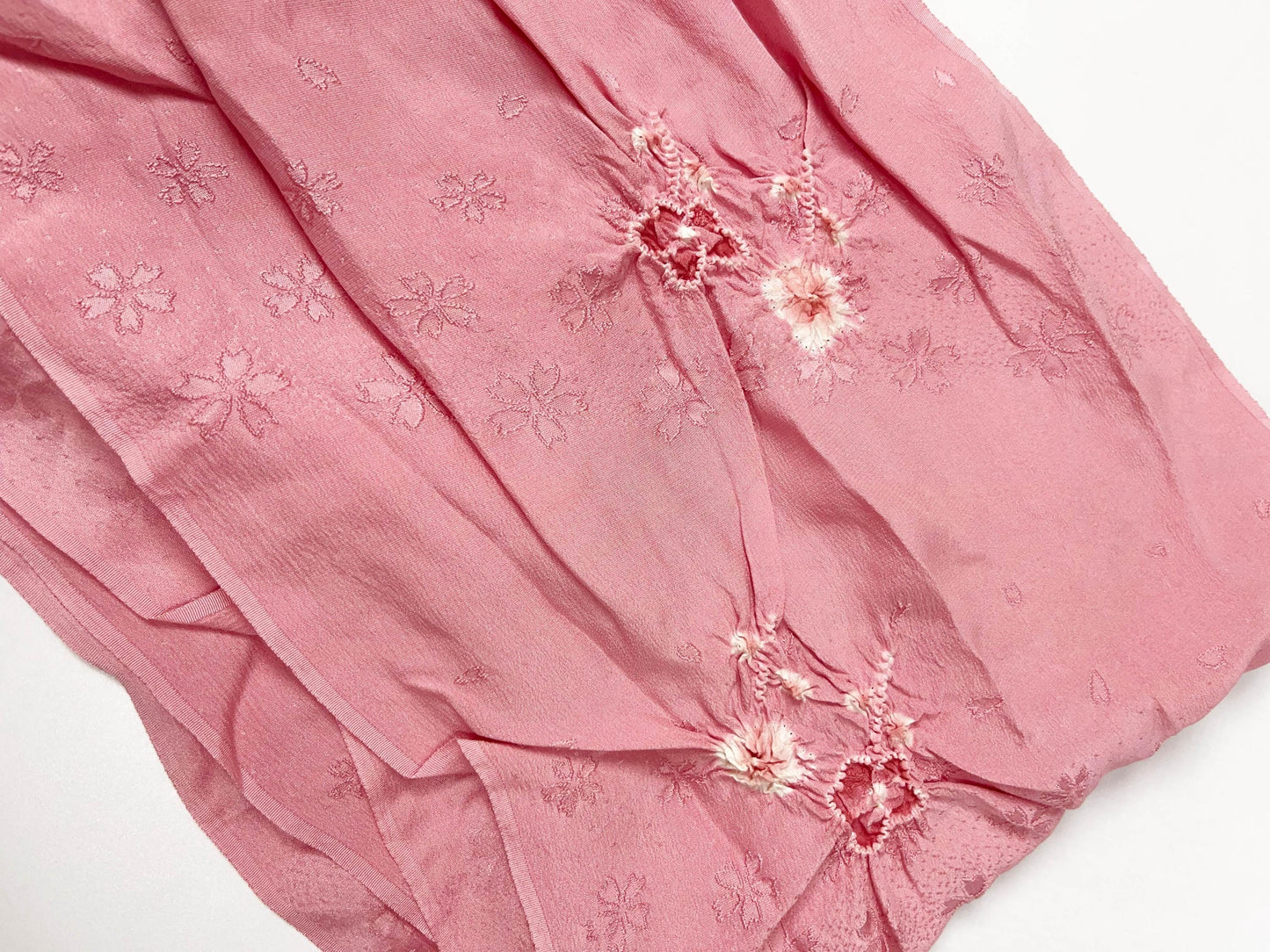 Pink Silk Kimono Obiage Sash - Vintage Floral Obiage (20A)