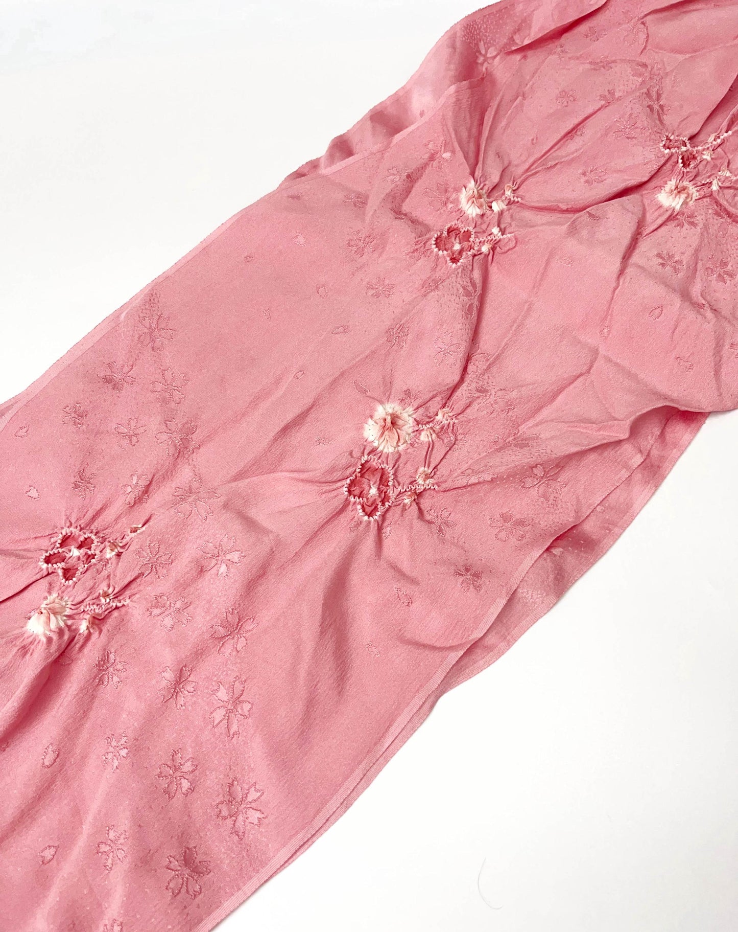 Pink Silk Kimono Obiage Sash - Vintage Floral Obiage (20A)