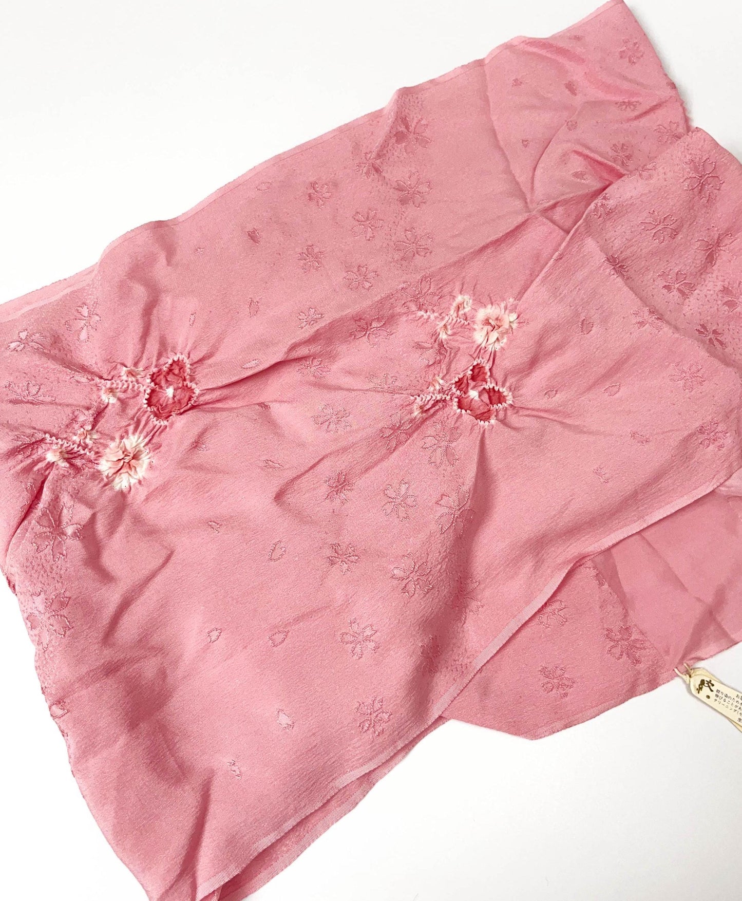 Pink Silk Kimono Obiage Sash - Vintage Floral Obiage (20A)