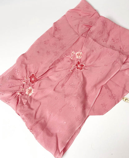 Pink Silk Kimono Obiage Sash - Vintage Floral Obiage (20A)