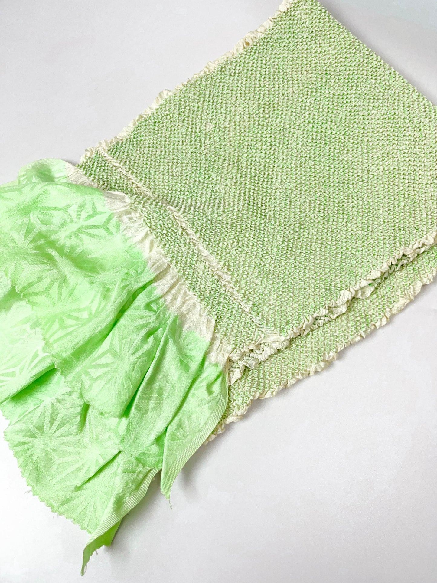 Green Silk Kimono Obiage Sash - Vintage Japanese Belt (20B)