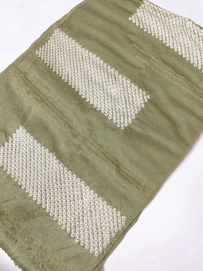 Green Silk Kimono Obiage Sash - Vintage Japanese Belt (20B)