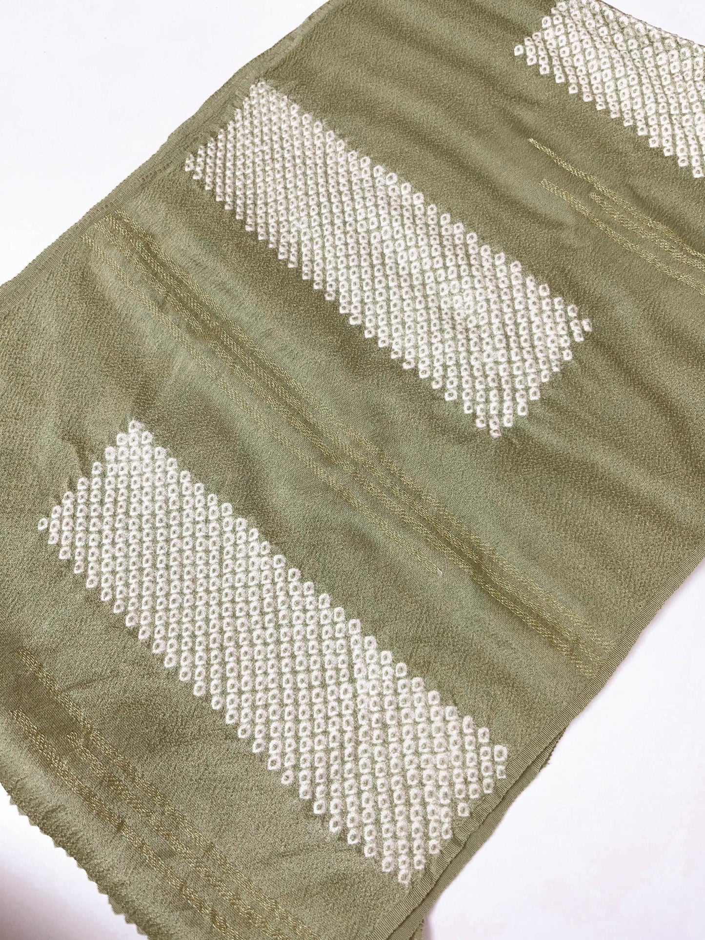 Green Silk Kimono Obiage Sash - Vintage Japanese Belt (20B)