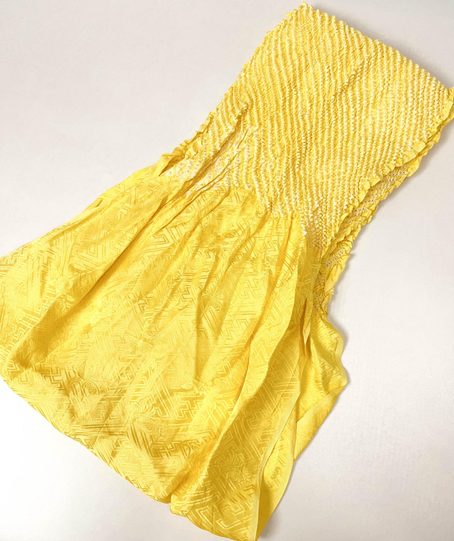Vintage Yellow Silk Obiage: Kimono Sash, Good Condition